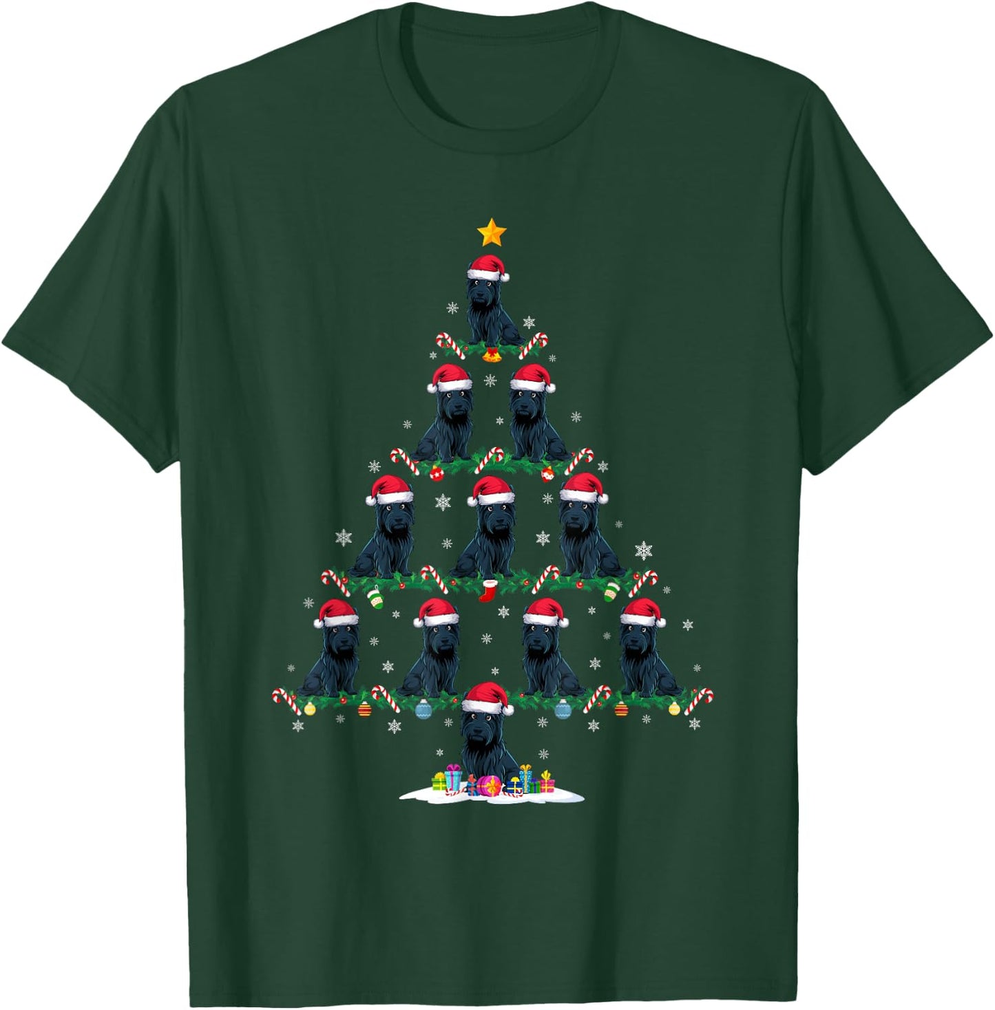 Funny Xmas Tree Scottie Dog Owner Gifts Scottie Dog Christmas Tree Pajama -Adults -Kids Black Short Sleeve Small T-Shirt - T-Shirt | Forest