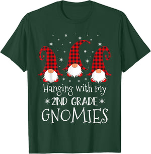 Hanging With My 2nd Grade Gnomies - Teacher Christmas Gnome Men Women Kids T-Shirt - T-Shirt | Forest