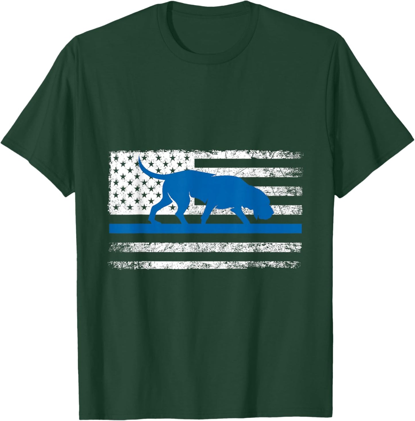 Bloodhound K9 Police Officer USA Flag Thin Blue Line Gift T-Shirt - T-Shirt | Forest