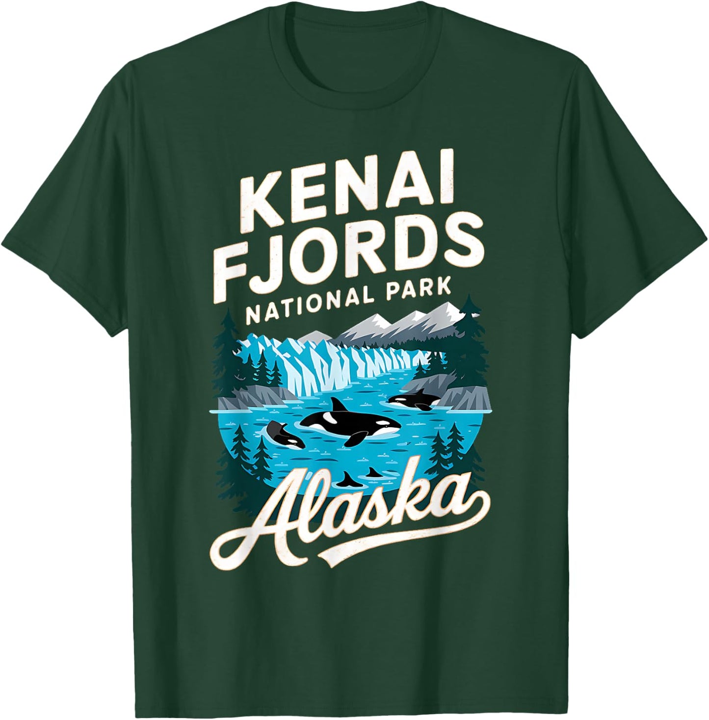 Whale Orca Alaska Kenai Fjords National Park Adventure T-Shirt - T-Shirt | Forest