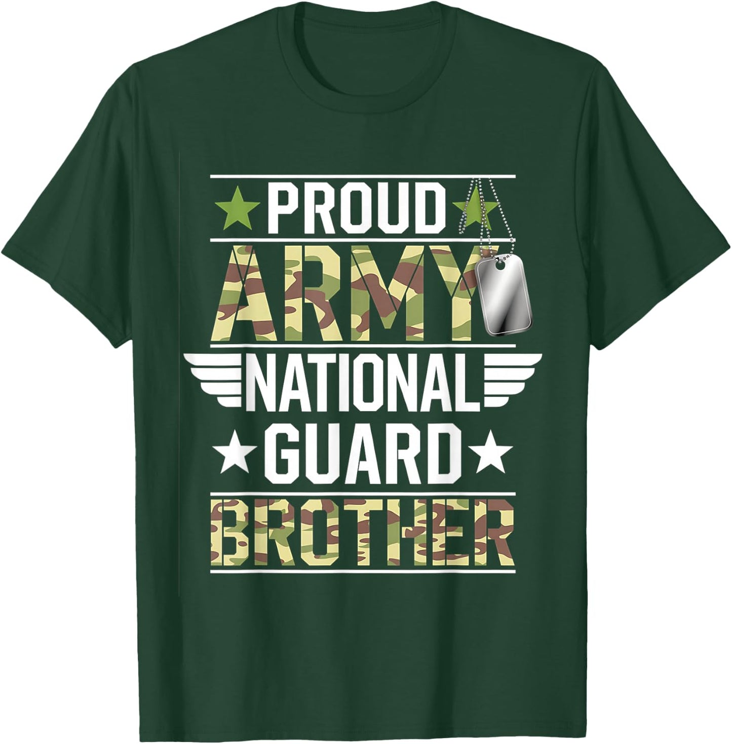 Proud Army National Guard Brother Veterans Day American Flag T-Shirt - T-Shirt | Forest