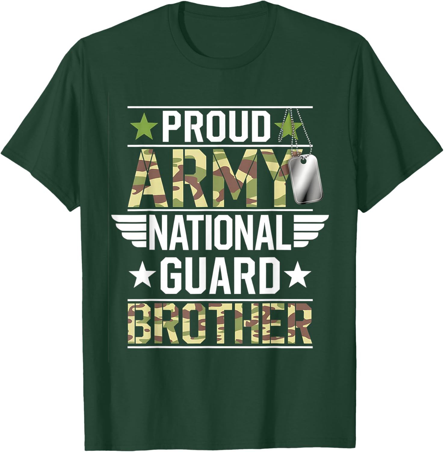 Proud Army National Guard Brother Veterans Day American Flag T-Shirt - T-Shirt | Forest