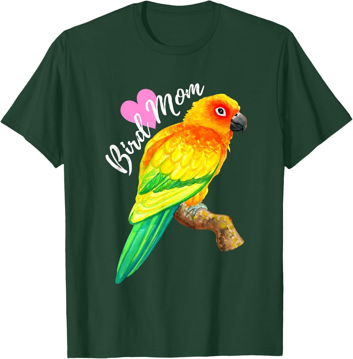 Parrot Bird Mom - Sun Conure Watercolor T-Shirt - T-Shirt | Forest