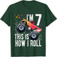 Kids 7 Year Old Shirt 7th Birthday Boy Monster Truck Car T-Shirt - T-Shirt | Forest