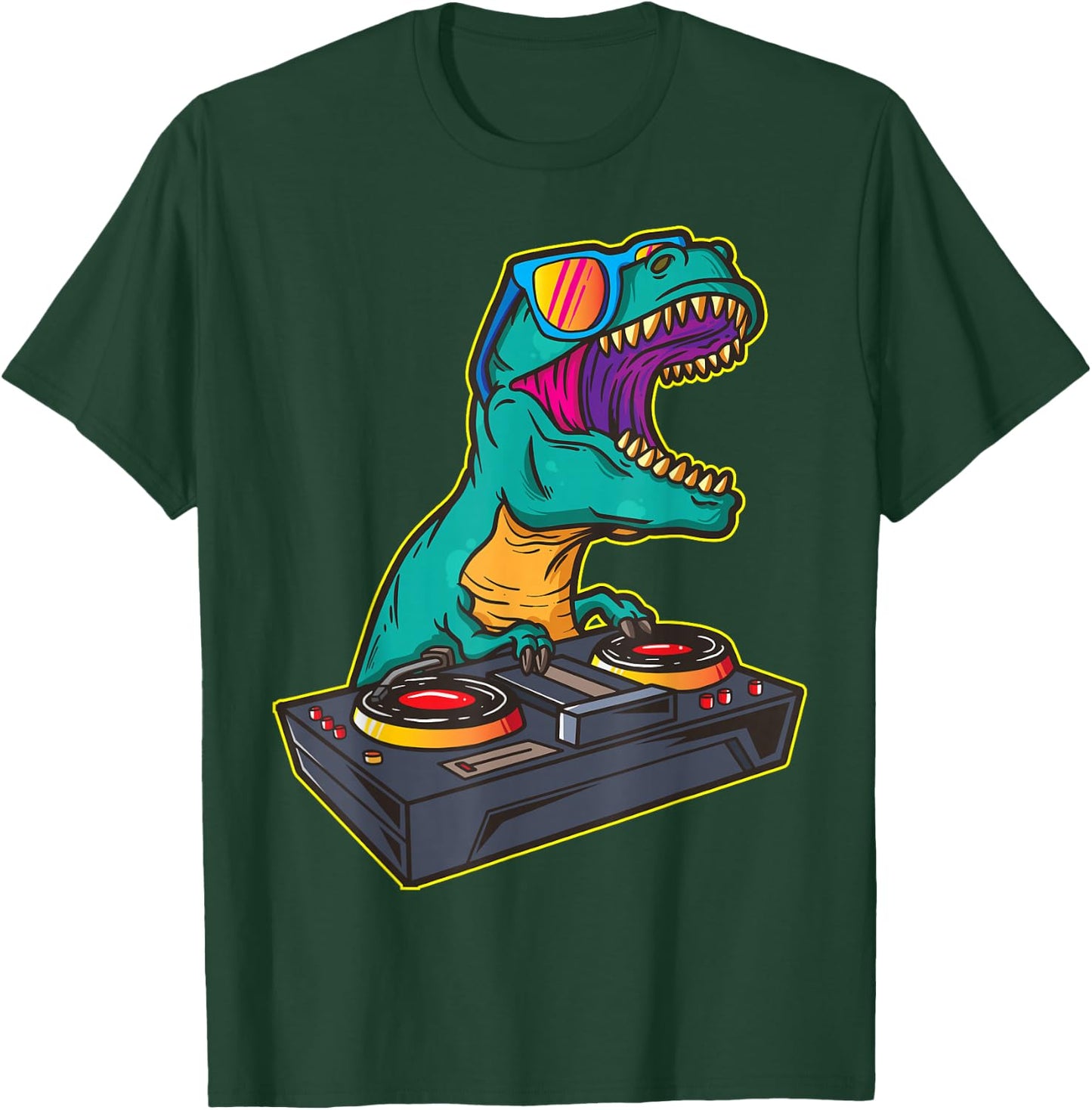 T Rex DJ Party Club Floppy Jockey Gift Shirt EDM Dance T-Shirt - T-Shirt | Forest