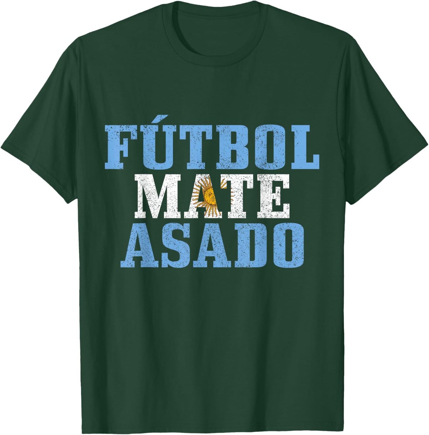 Futbol Mate Asado Argentina Argentinian Flag Pride Vintage T-Shirt - T-Shirt | Forest
