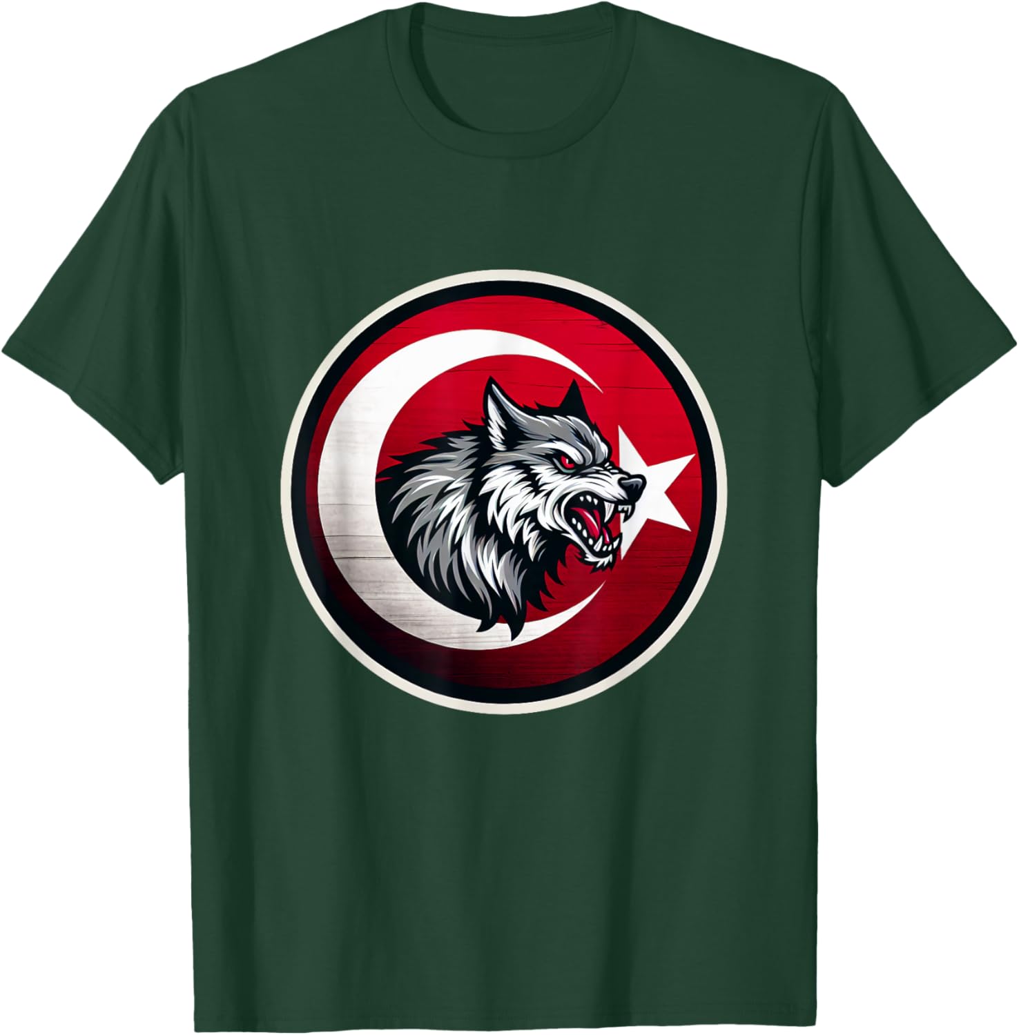 Vintage Turkish Banner Fan Turkey Flag Türkiye Retro Wolf T-Shirt - T-Shirt | Forest