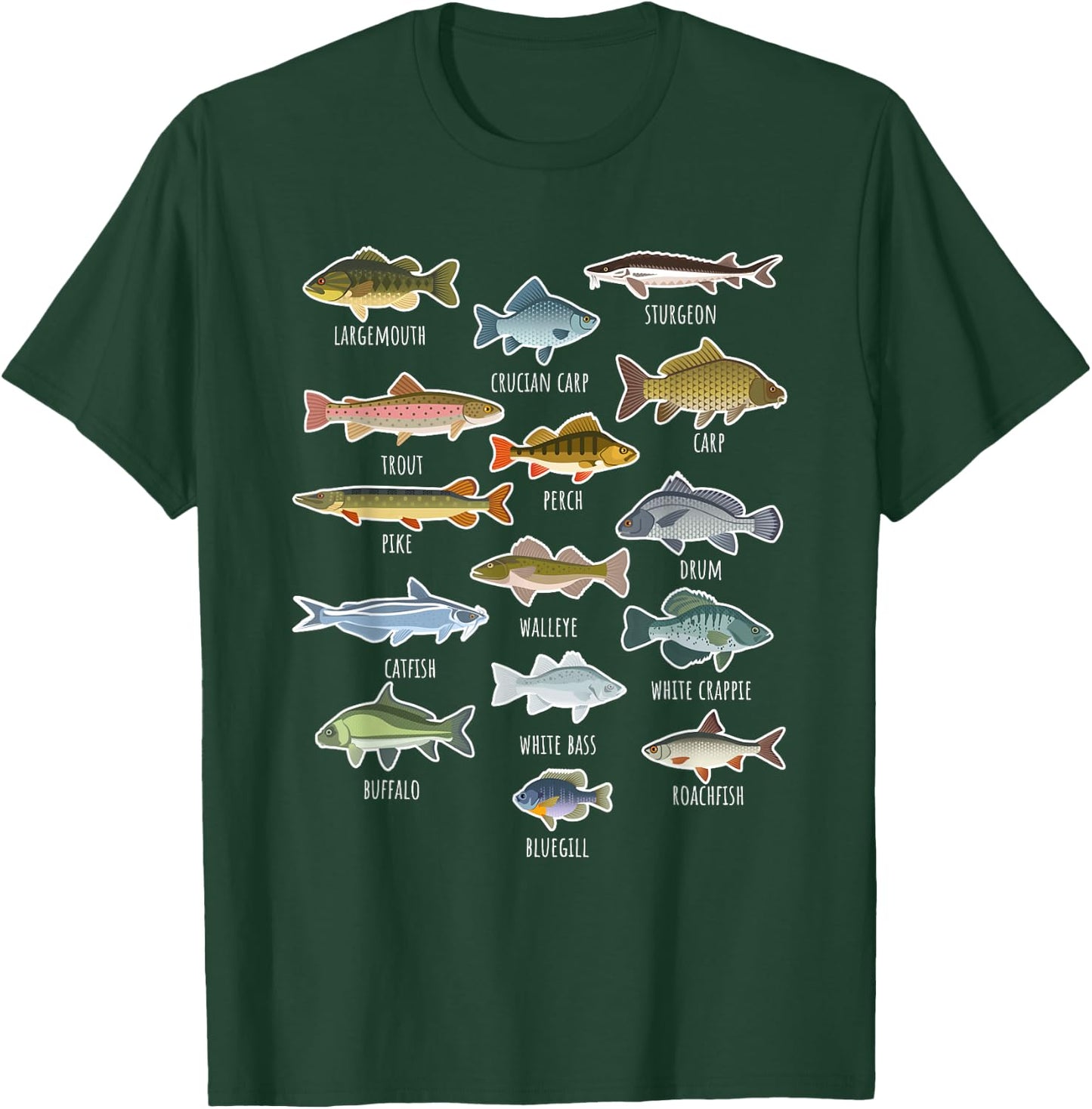 Types Of Freshwater Fish Species Fishing T-Shirt - T-Shirt | Forest