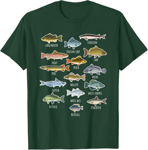 Types Of Freshwater Fish Species Fishing T-Shirt - T-Shirt | Forest
