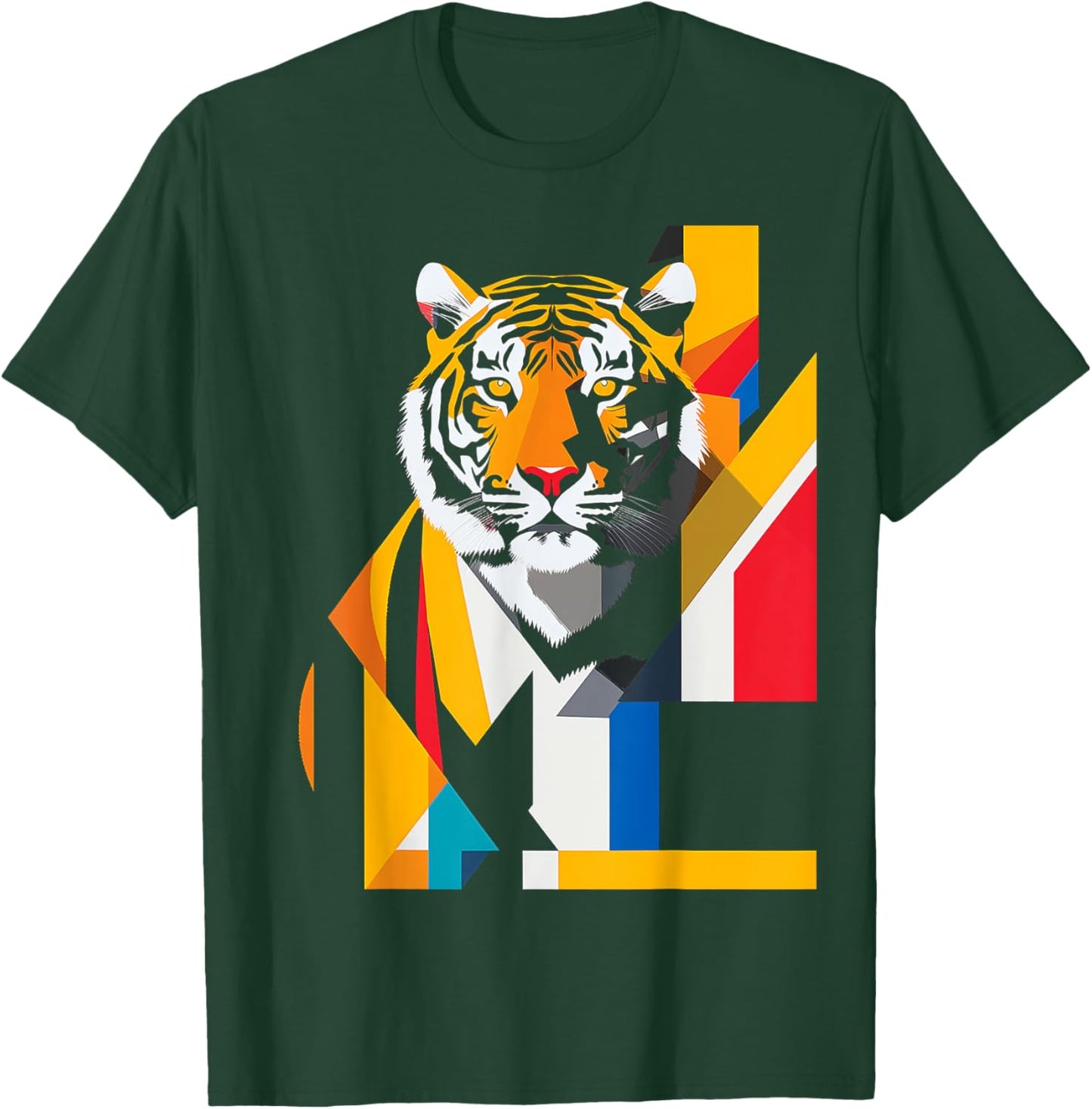 Tiger Abstract Colorful Animal Art Geometric Graphic Tiger T-Shirt - T-Shirt | Forest