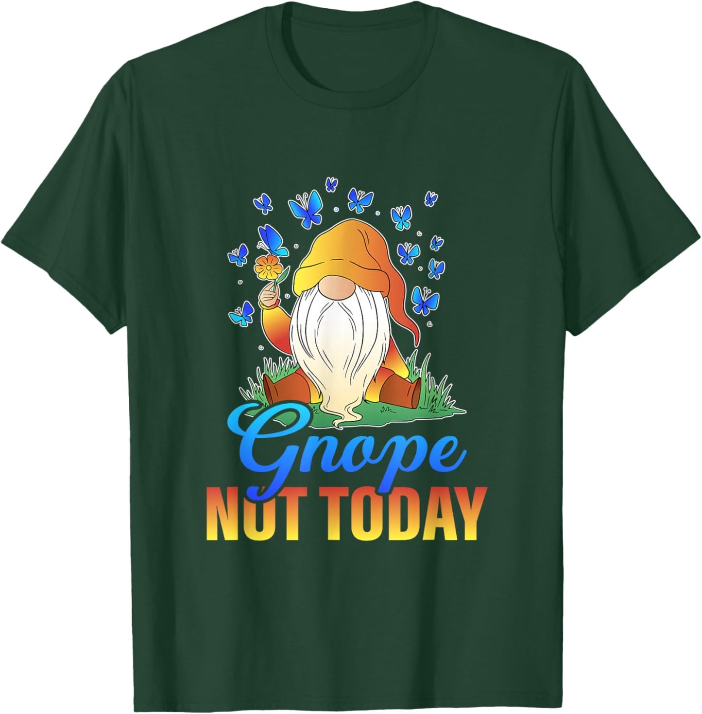 Gardengnome motifs with funny sayings Gnope Not Today Gnome , Small, Black T-Shirt - T-Shirt | Forest