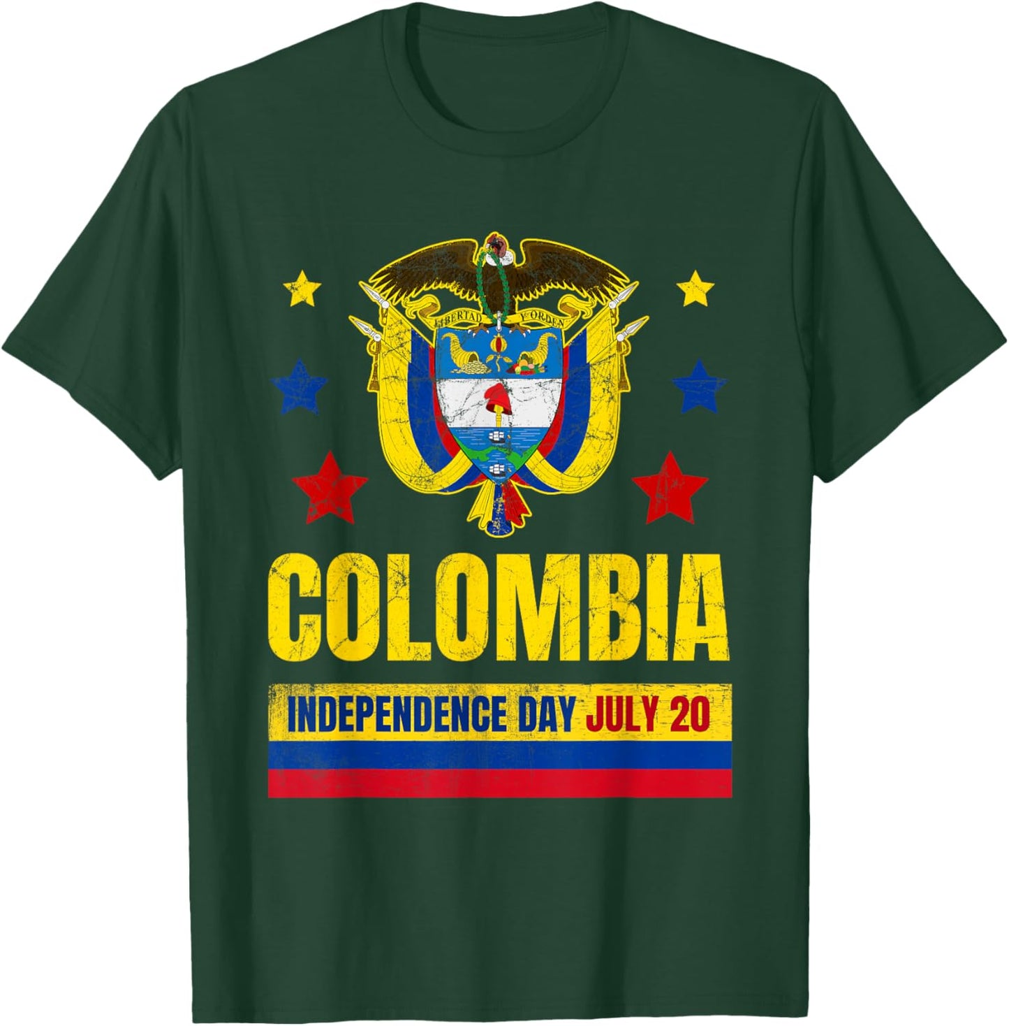 Colombia Independence Day July 20 Colombian Flag T-Shirt - T-Shirt | Forest