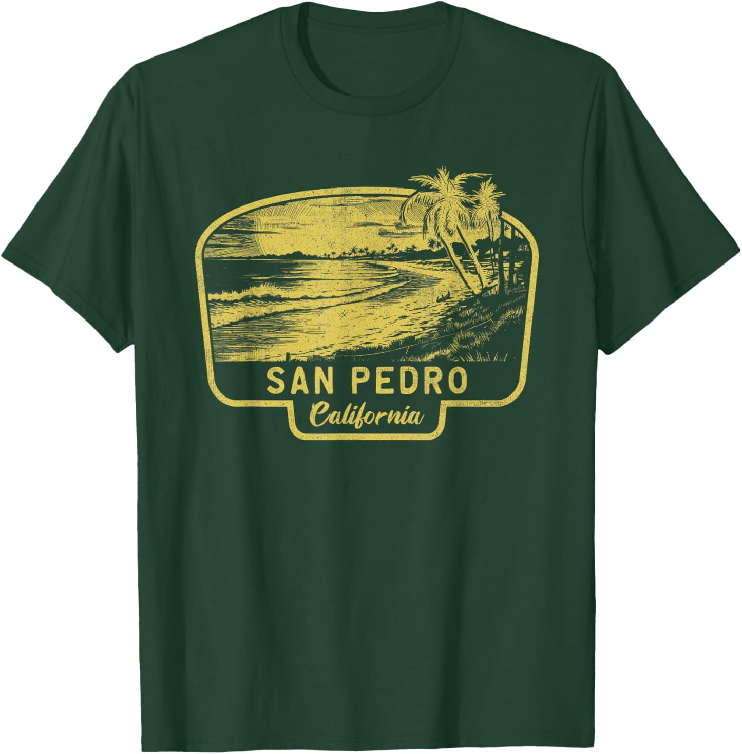 San Pedro California Beach Surf Vintage Blue T-Shirt - T-Shirt | Forest