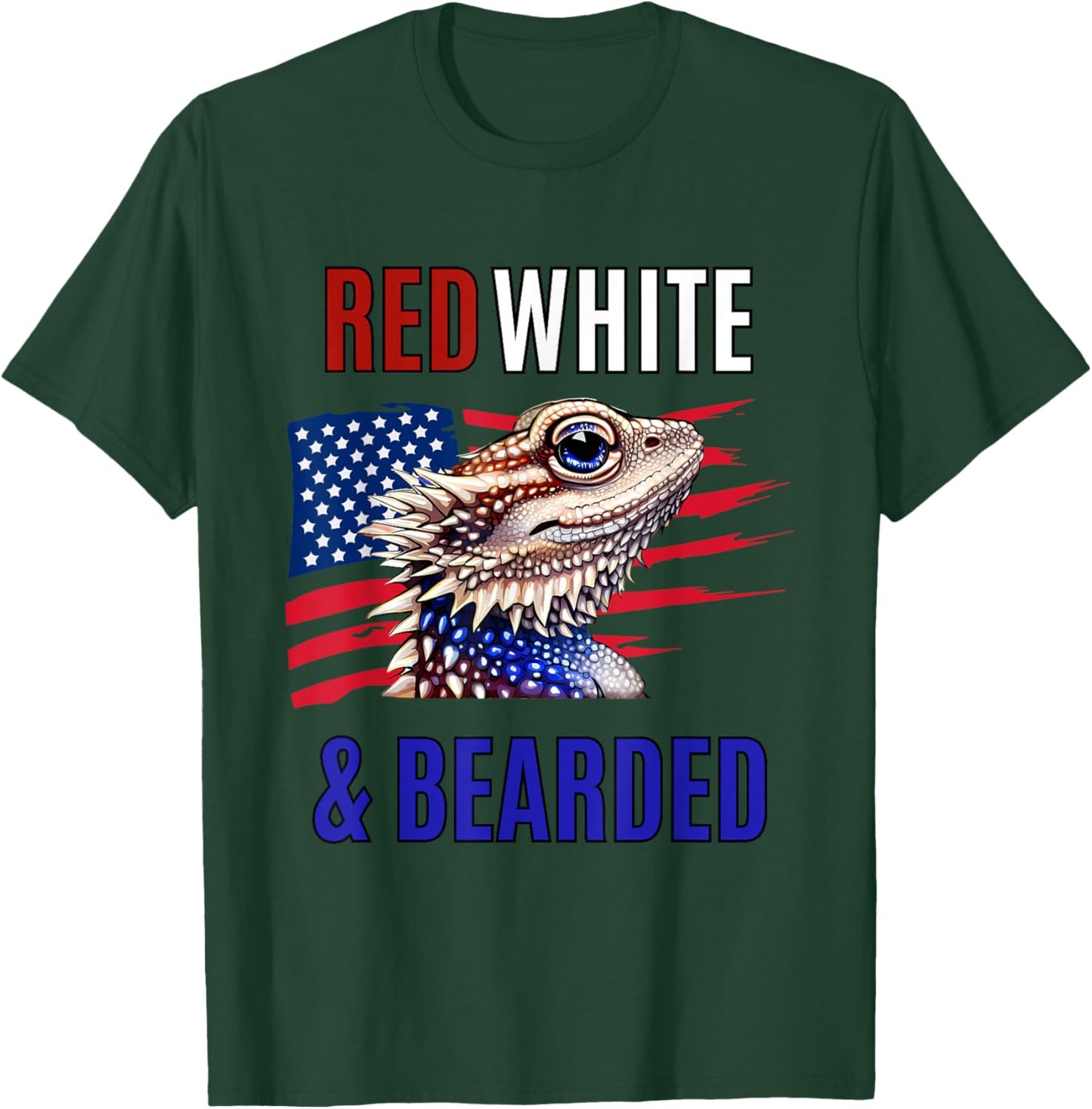 Bearded Dragon American Flag 4th of July Independence Day T-Shirt - T-Shirt | Forest