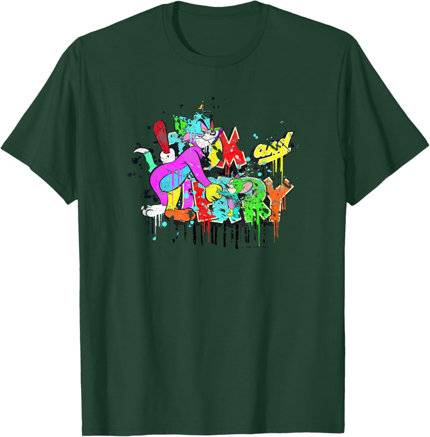 WB100 Tom and Jerry Paintball Splat Retro Color Portrait T-Shirt - T-Shirt | Forest