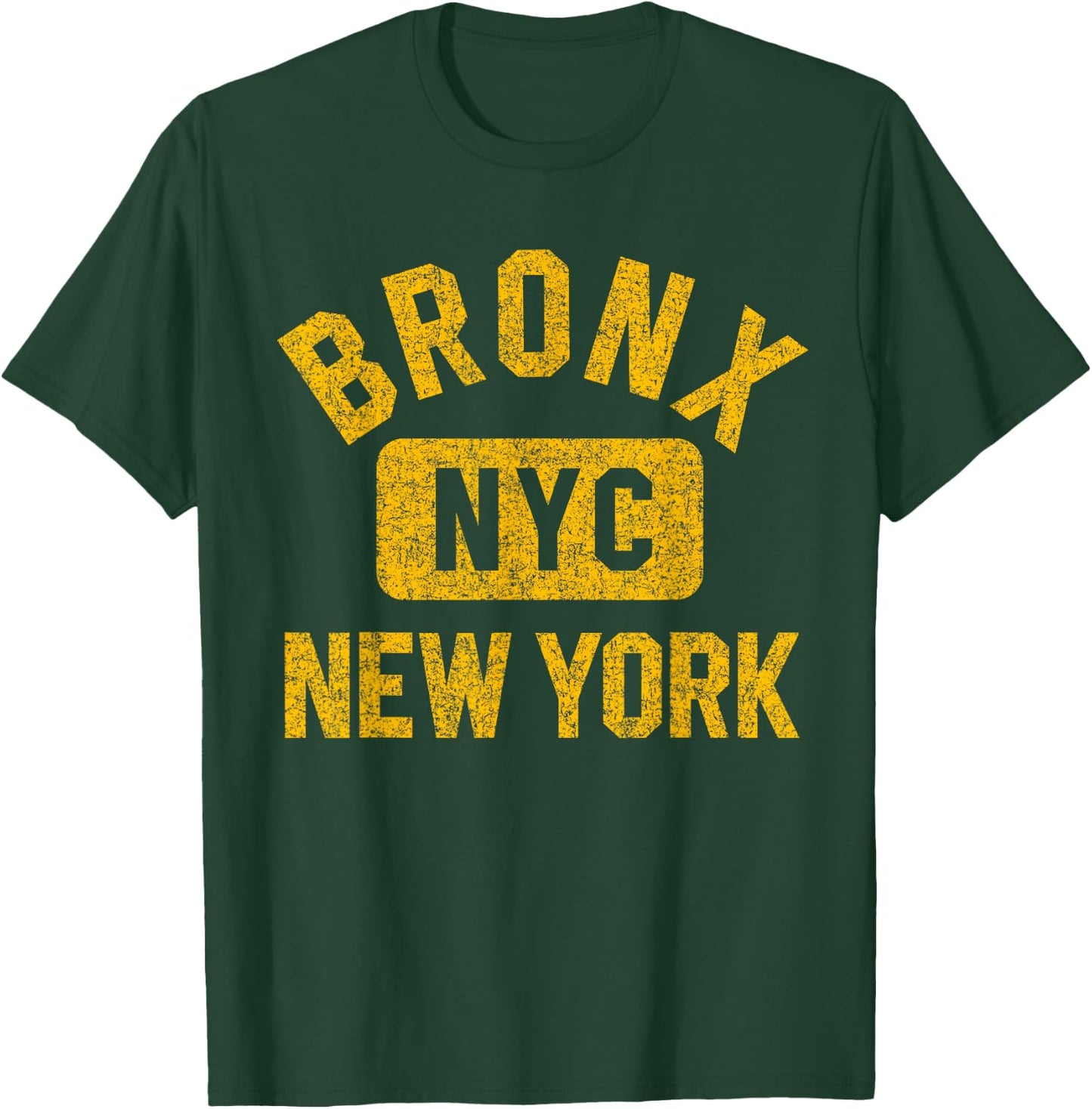 Bronx NYC New York Gym Style Distressed Amber Print T-Shirt - T-Shirt | Forest
