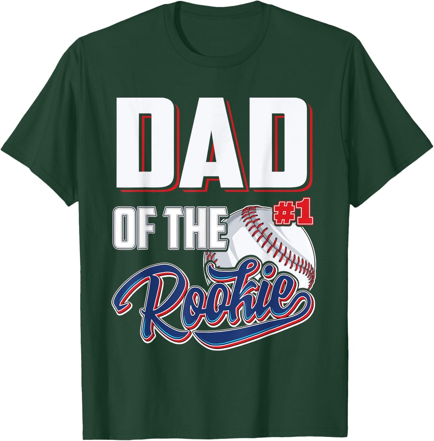 Dad of Rookie 1 Years old Team 1st Birthday Baseball T-Shirt - T-Shirt | Forest