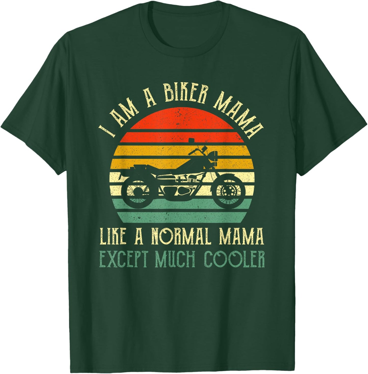 Motorcycle Biker Mama Rider Riding Motorbike Mothers Day T-Shirt - T-Shirt | Forest