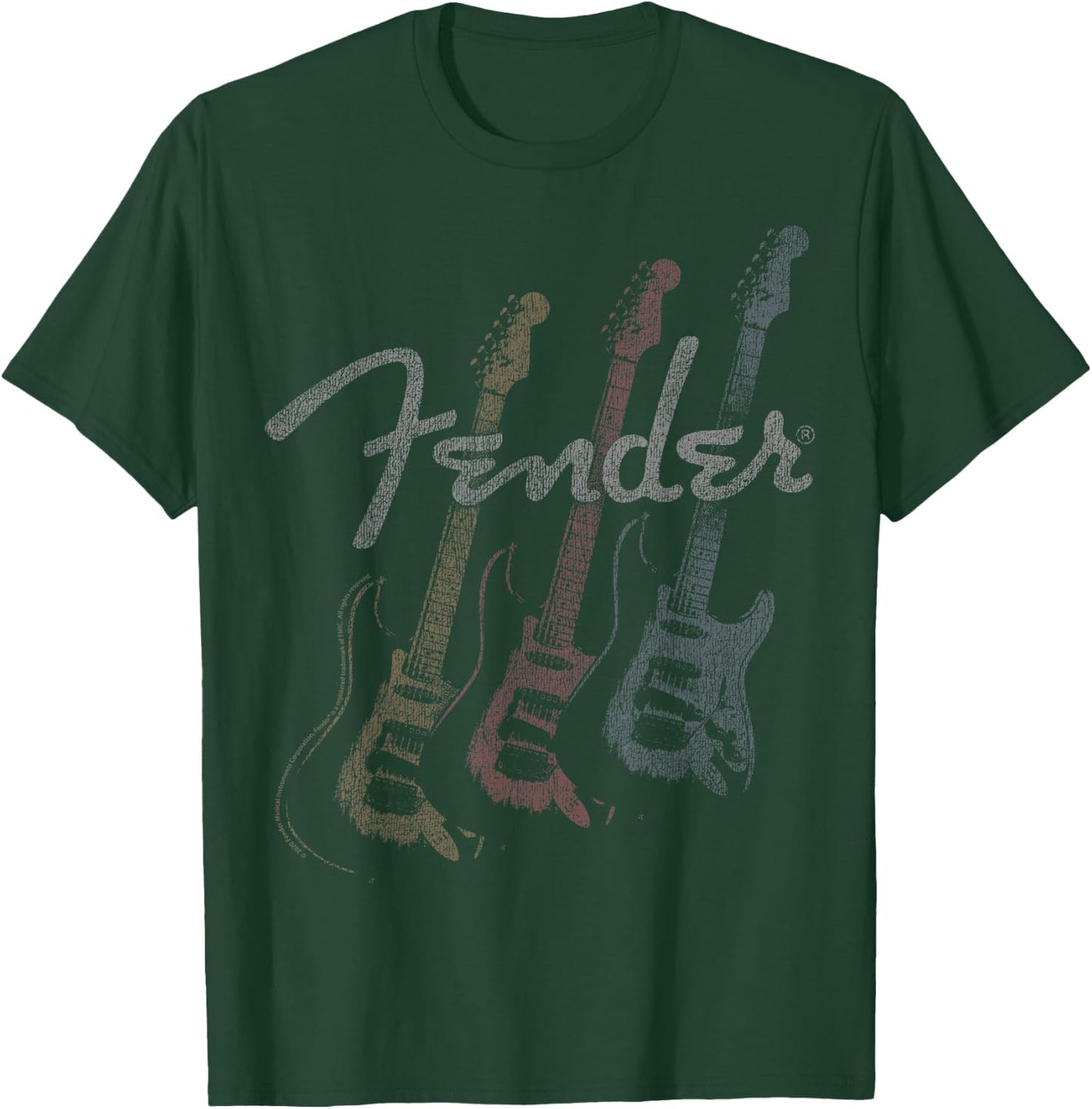 Fender Stacked Guitar Faded Logo T-Shirt - T-Shirt | Forest
