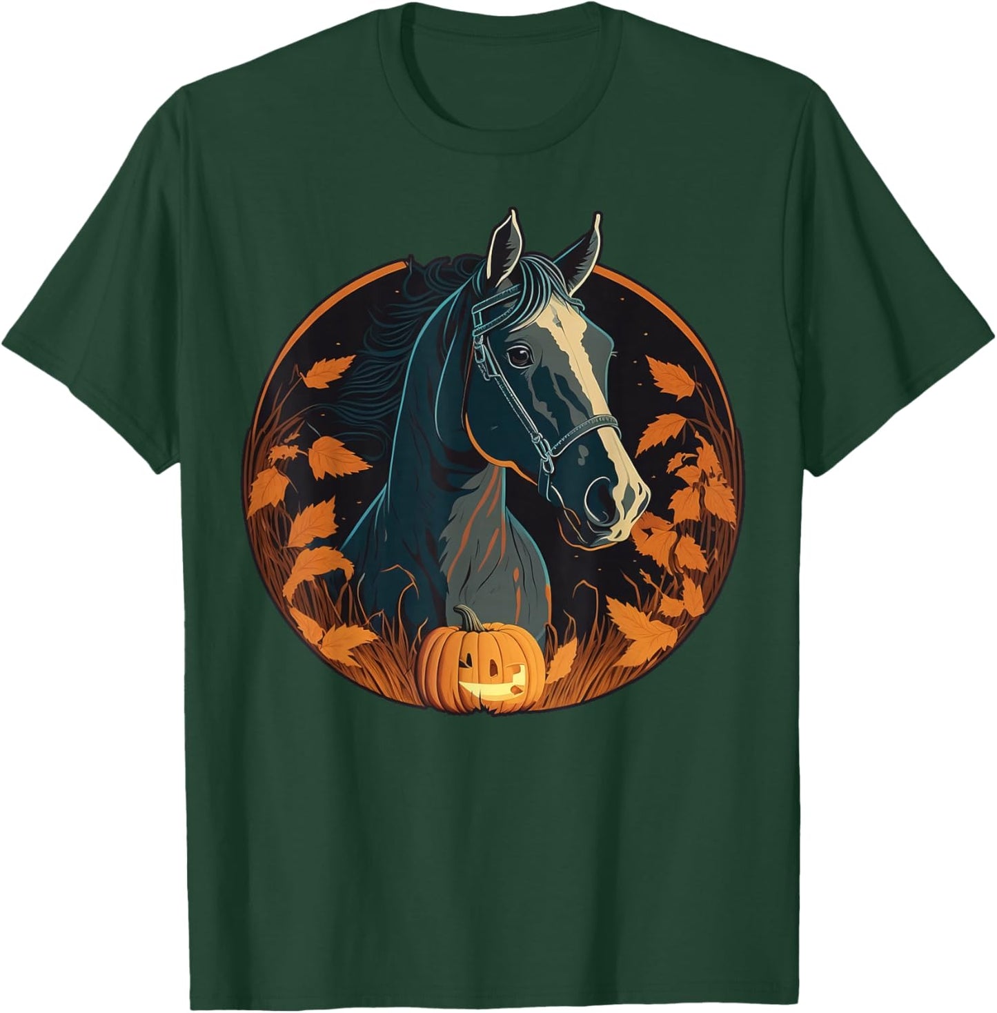 Pumpkin Horse costume on Horse Halloween T-Shirt - T-Shirt | Forest