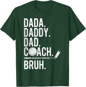 Dada Daddy Dad Bruh Vintage Ice Hockey Coach Family Humor T-Shirt - T-Shirt | Forest
