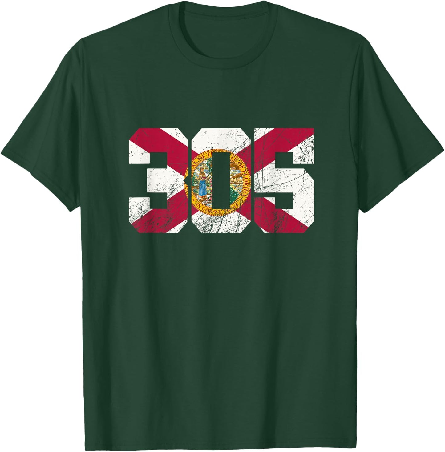 305 Area Code, Flag of Florida State, Miami-Dade County T-Shirt - T-Shirt | Forest