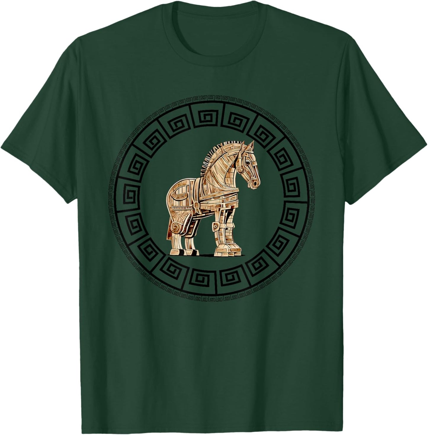 Greek Mythology Odyssey Greek History Trojan Horse Greek Key T-Shirt - T-Shirt | Forest