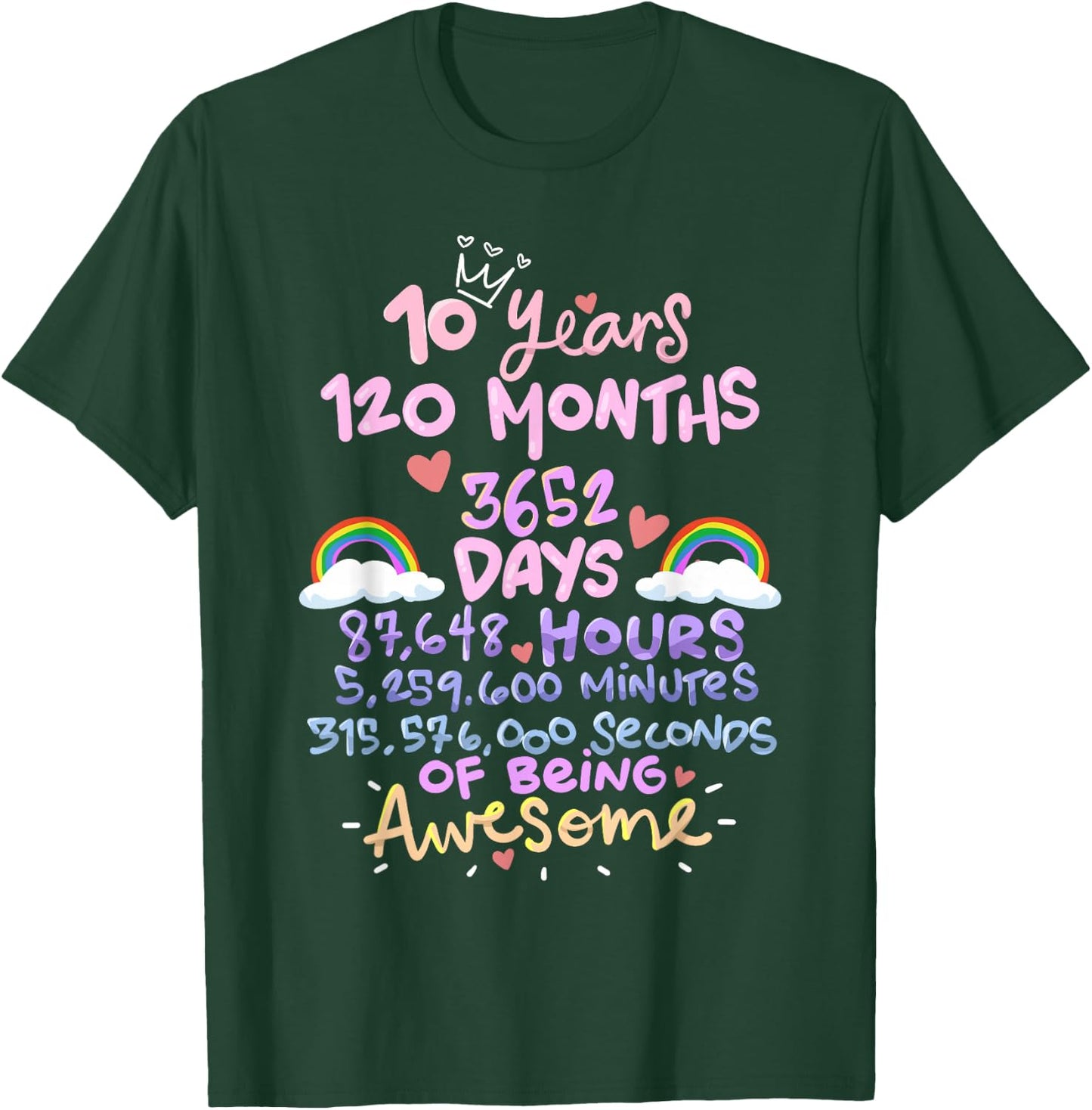 10 Years 120 Months Birthday T-Shirt - T-Shirt | Forest