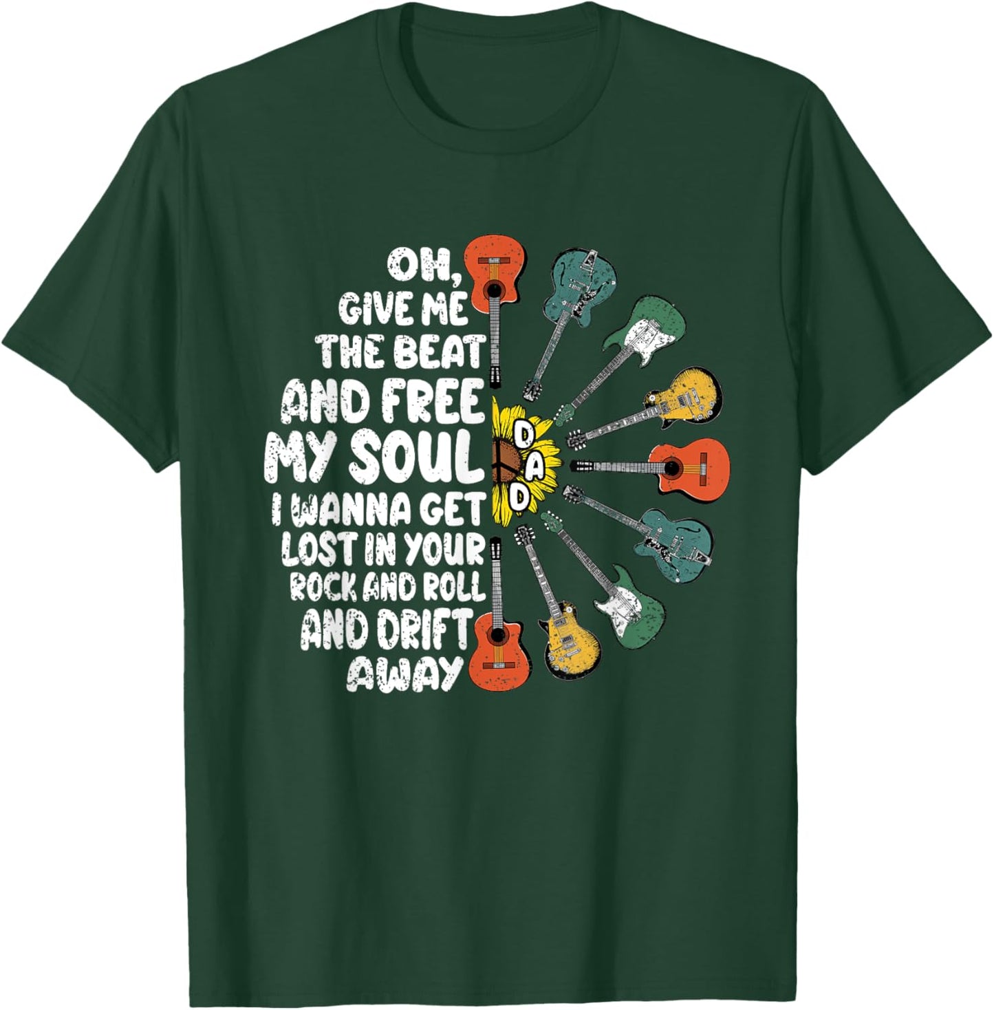 Guitar Player Dad Fathers Day Guitarist Musician Papa Men T-Shirt - T-Shirt | Forest