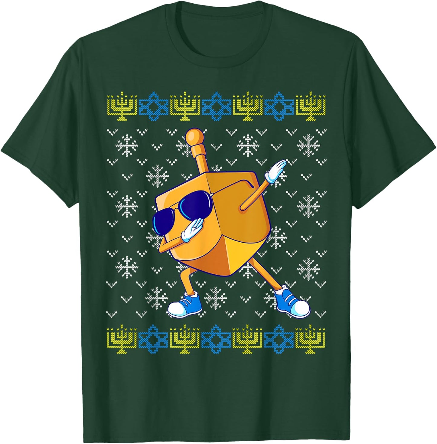 Dabbing Dreidel Ugly Hanukkah Sweater Xmas Chanukah Gift T-Shirt - T-Shirt | Forest