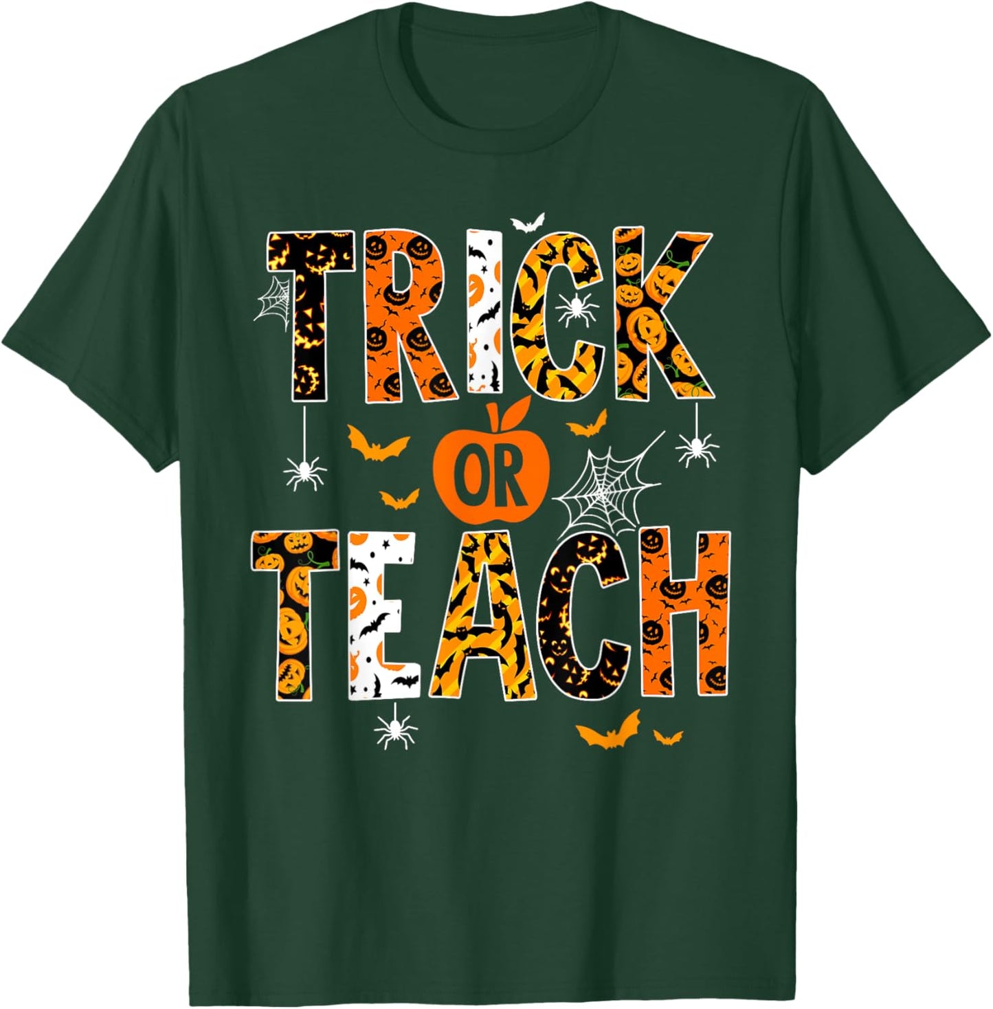 Trick Or Teach Retro Halloween Teacher Women Men Costume T-Shirt - T-Shirt | Forest