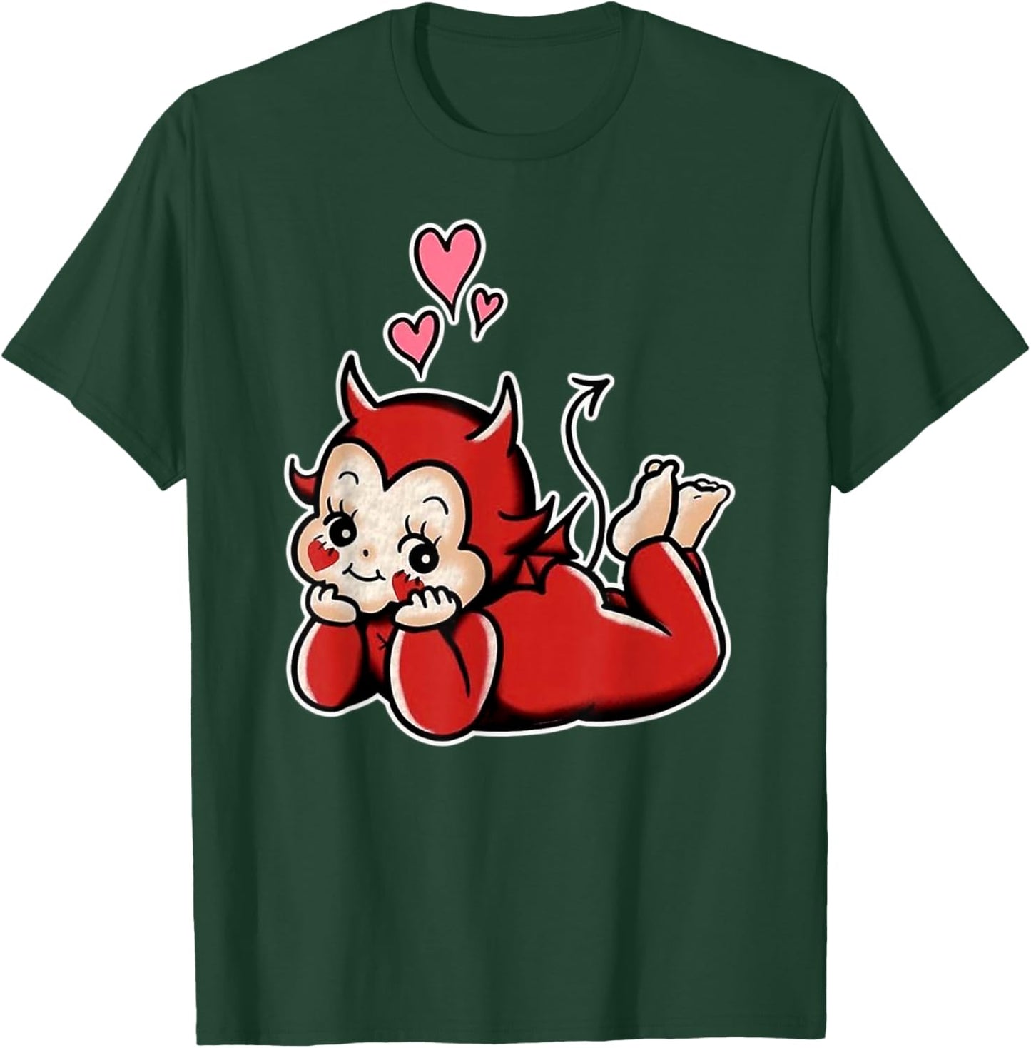 Urban Empyre Kewpie Baby Devil Cupid Love Traditional Tattoo Flash , Small, Black T-Shirt - T-Shirt | Forest