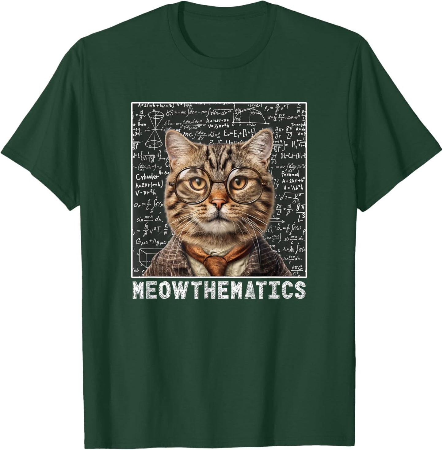 Only Laughs Apparel Meowthematics Cat Math Teacher T-Shirt - T-Shirt | Forest