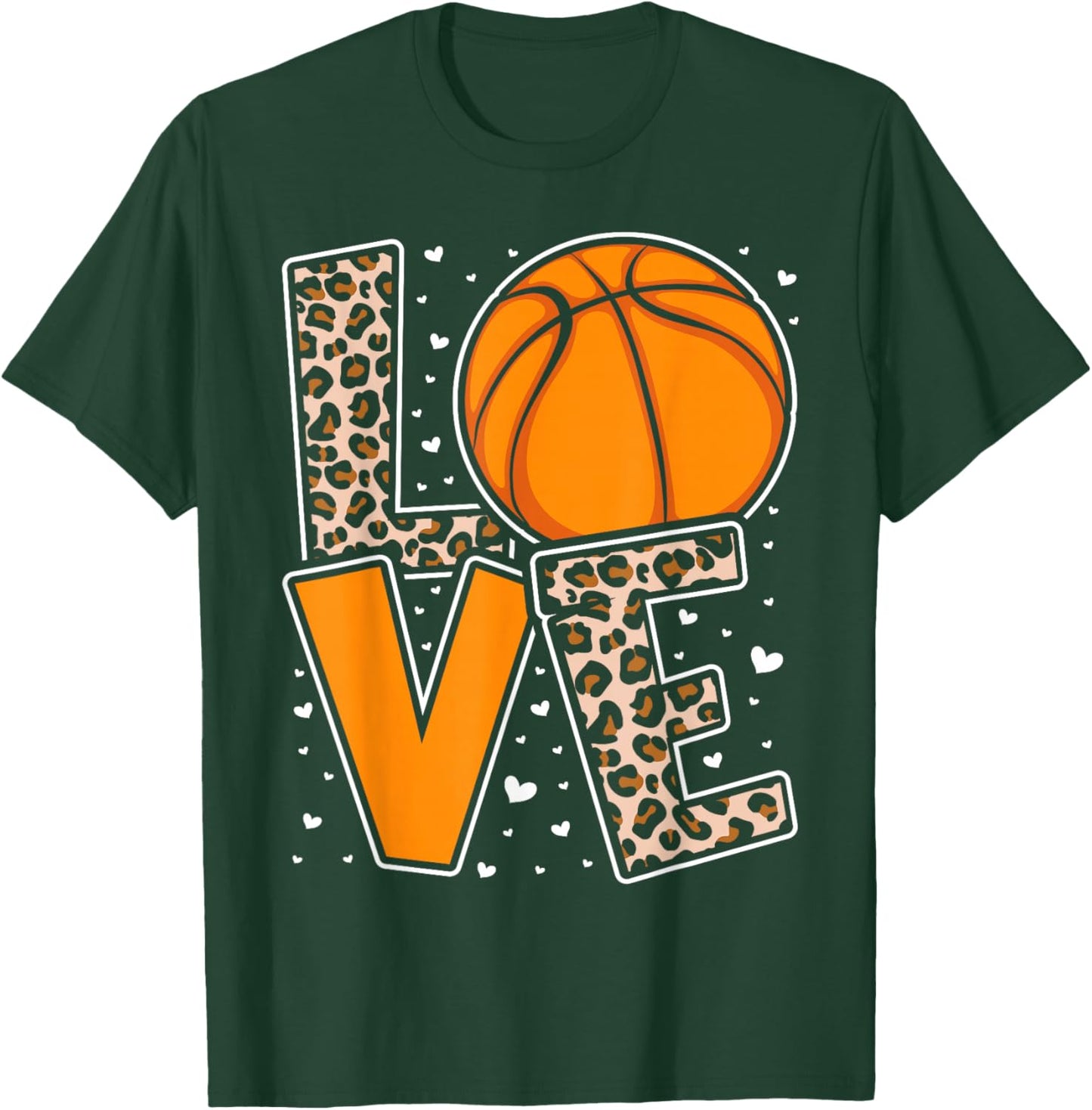 Love Basketball Leopard Print Women Girls Basketball Lover T-Shirt - T-Shirt | Forest