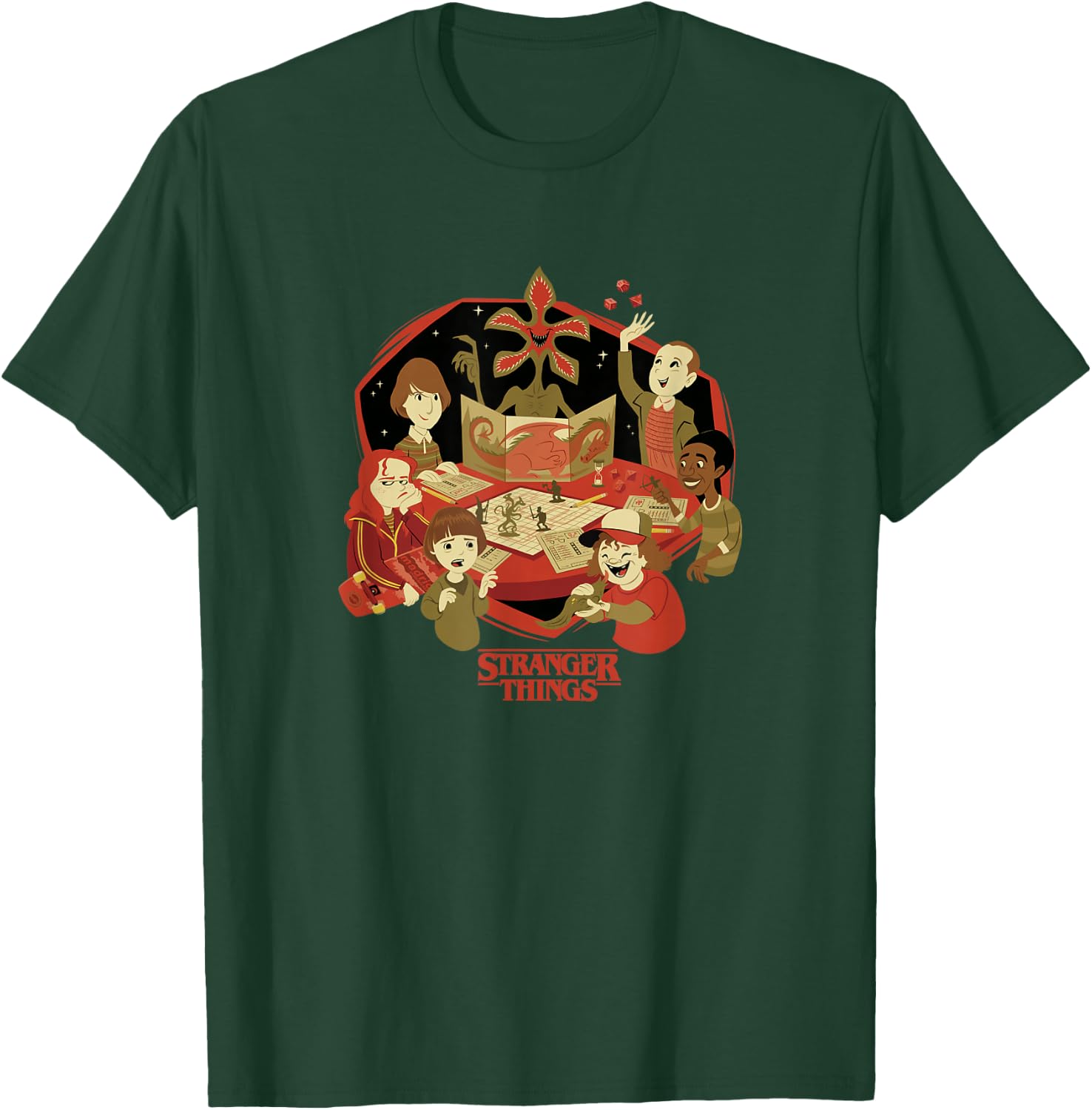 Stranger Things D&D Group Shot Cartoon T-Shirt - T-Shirt | Forest