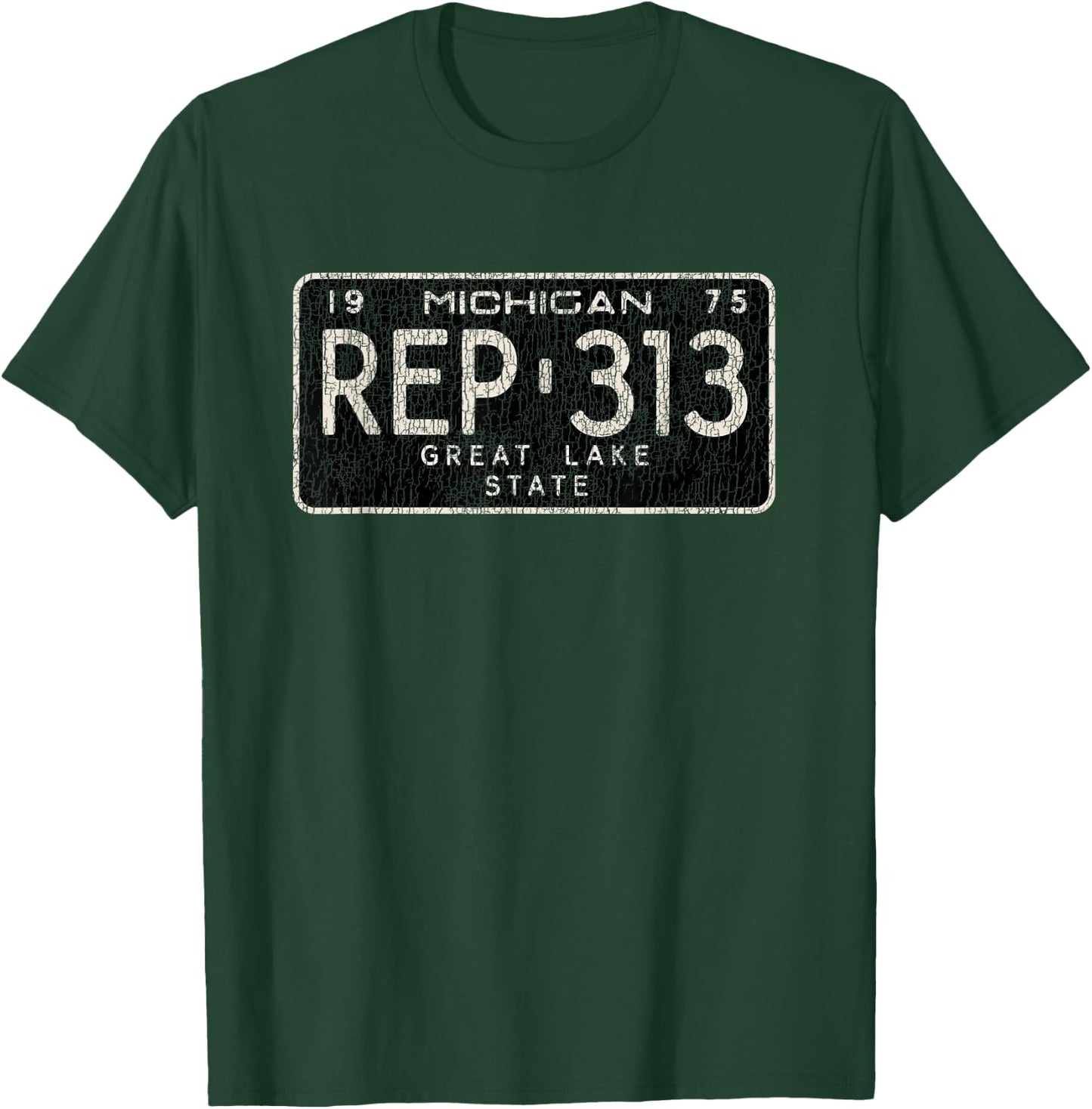 Vintage 1975 Michigan License Plate: Rep the 313 T-Shirt - T-Shirt | Forest