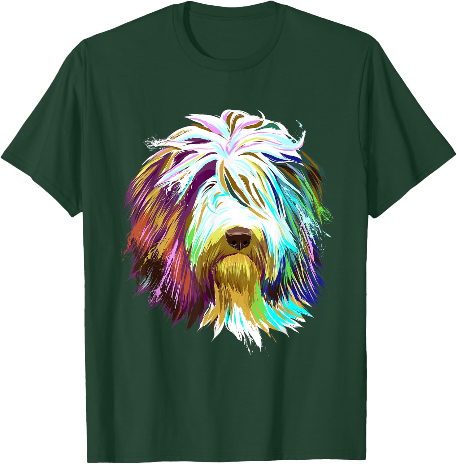 Colourful Splash Dog Bearded Collie Men Women Kids T-Shirt - T-Shirt | Forest