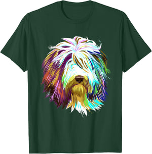 Colourful Splash Dog Bearded Collie Men Women Kids T-Shirt - T-Shirt | Forest