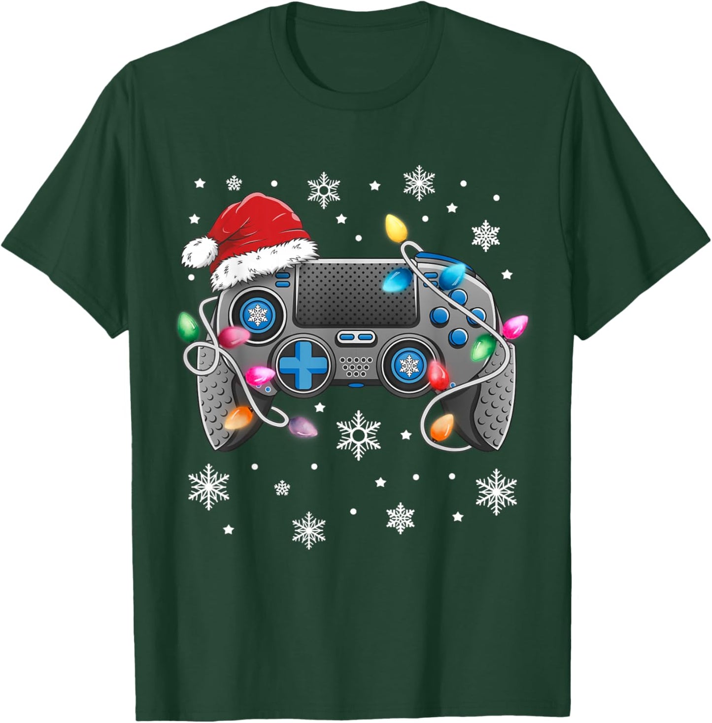 Video Game Controller Christmas Santa Hat Gamer Boys T-Shirt - T-Shirt | Forest