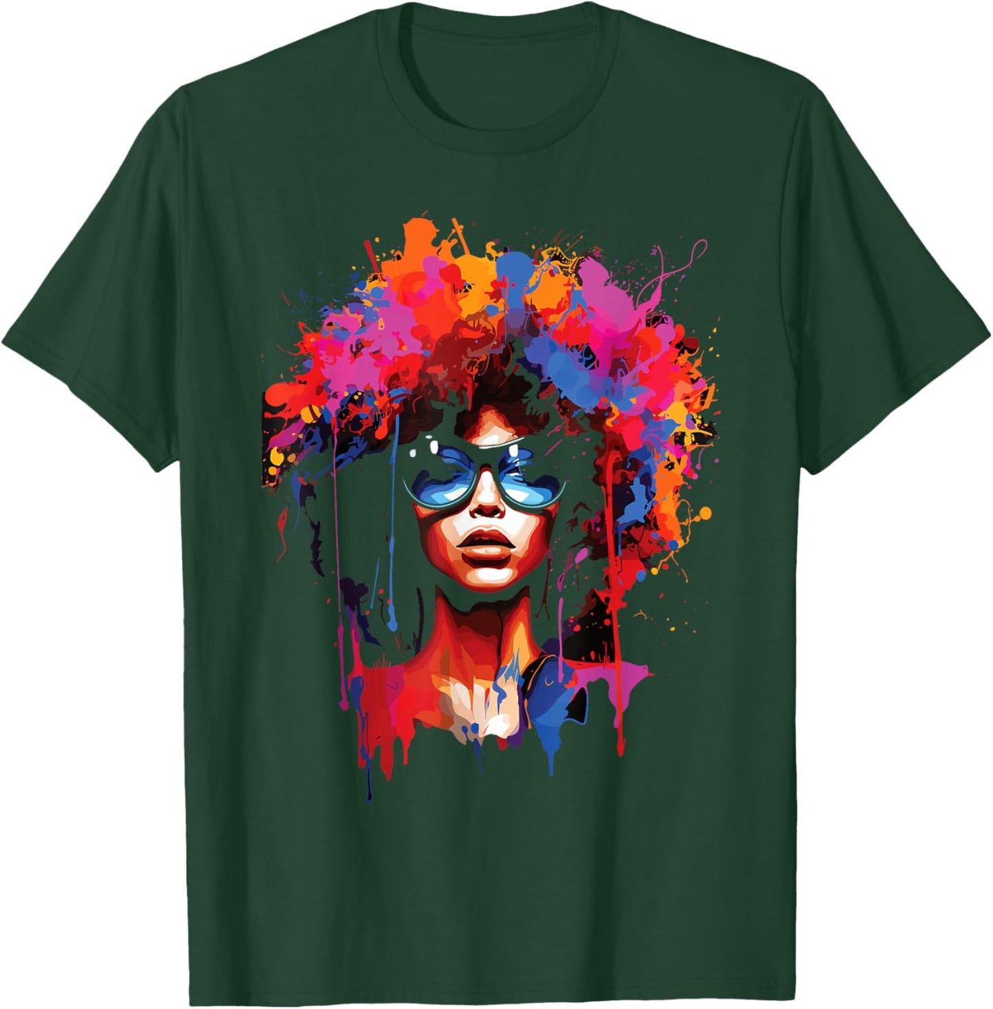 Black Queen Dripping Afro Melanin Juneteenth T-Shirt - T-Shirt | Forest