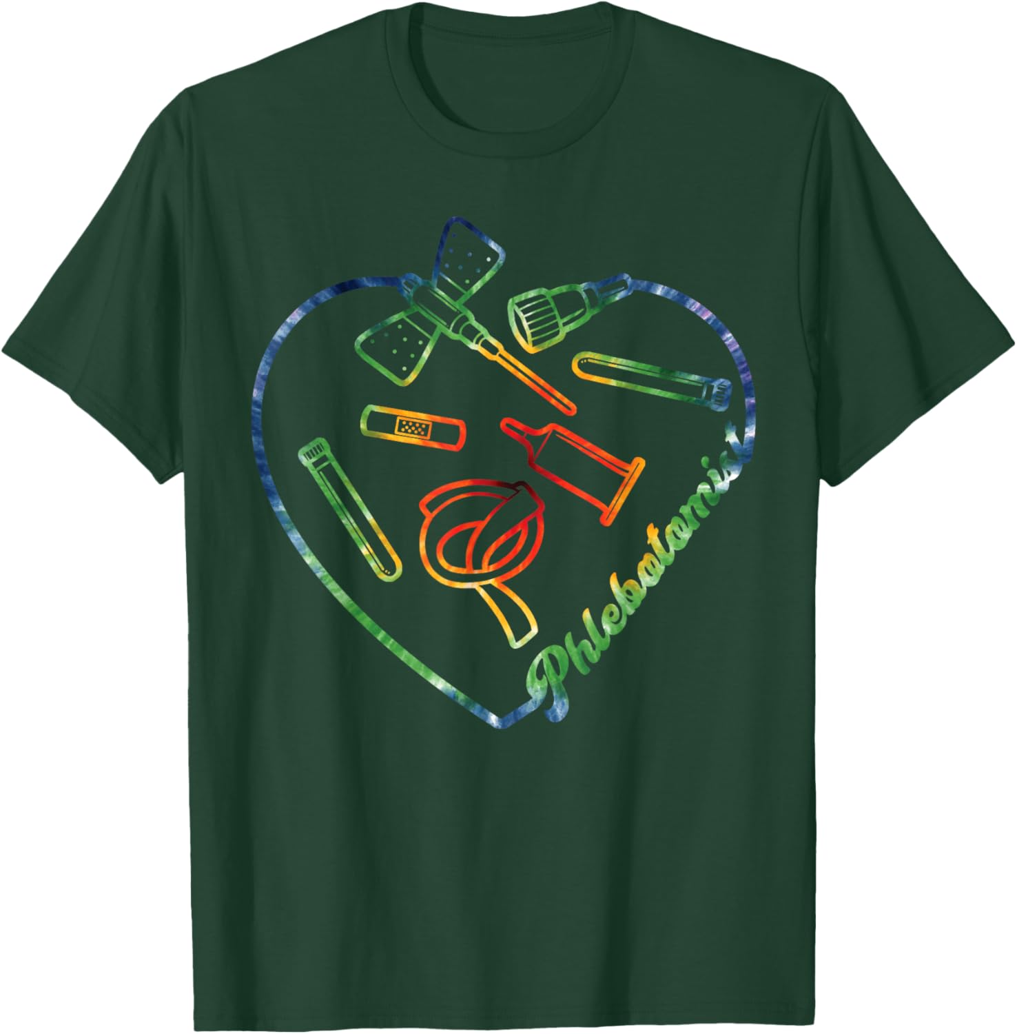 Phlebotomist Heart Tie Dye Phlebotomy T-Shirt - T-Shirt | Forest