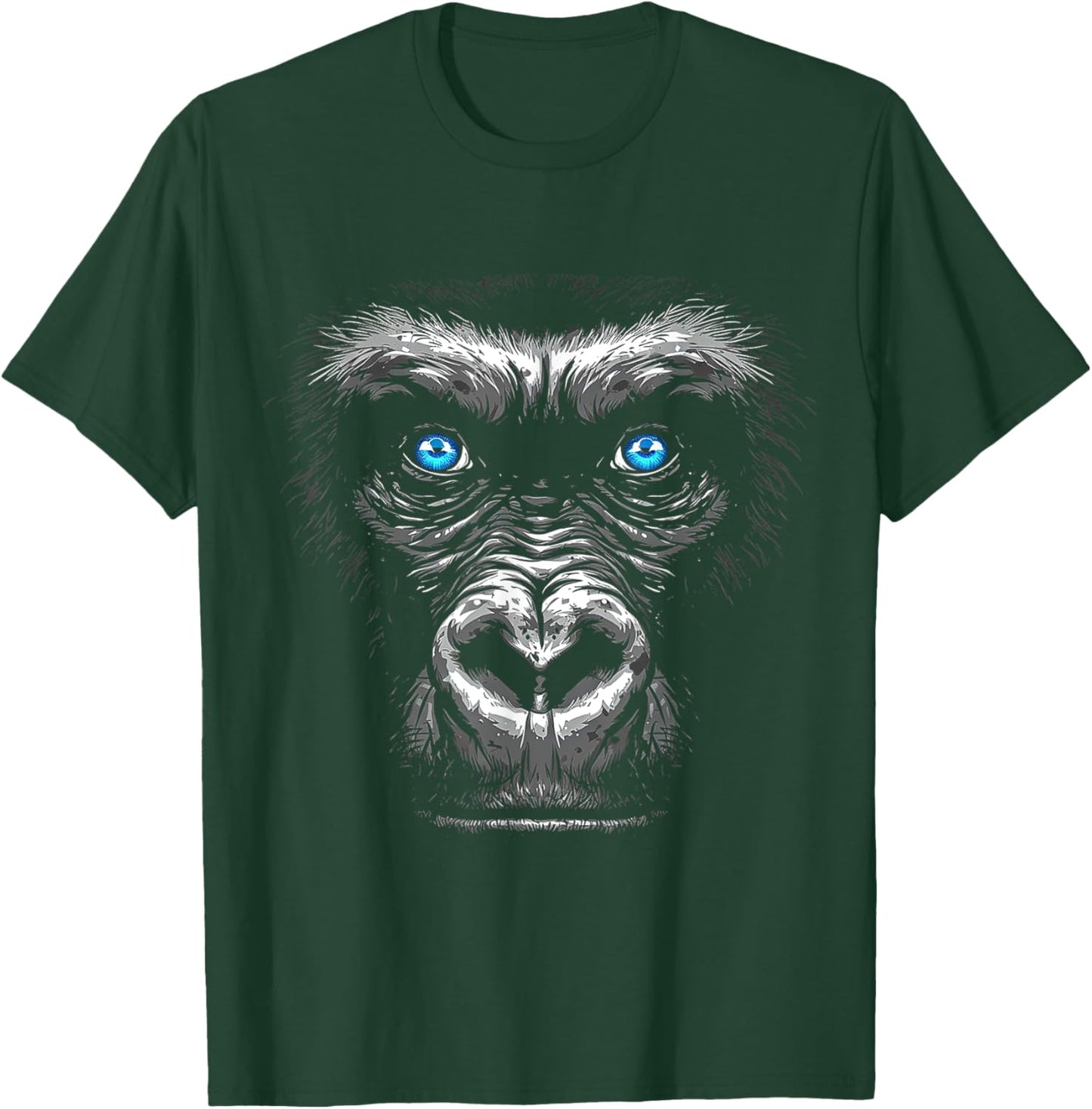 Gorilla Drawing Portrait Animal Blue Eyes Graphic Monkey T-Shirt - T-Shirt | Forest