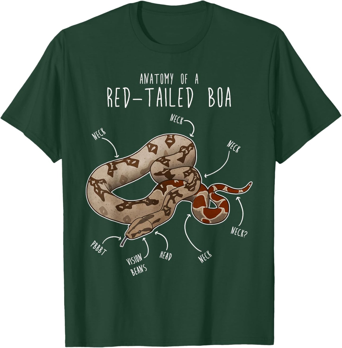Red-Tailed Boa Snake Anatomy, Funny Cute Pet Reptile Mom Dad T-Shirt - T-Shirt | Forest