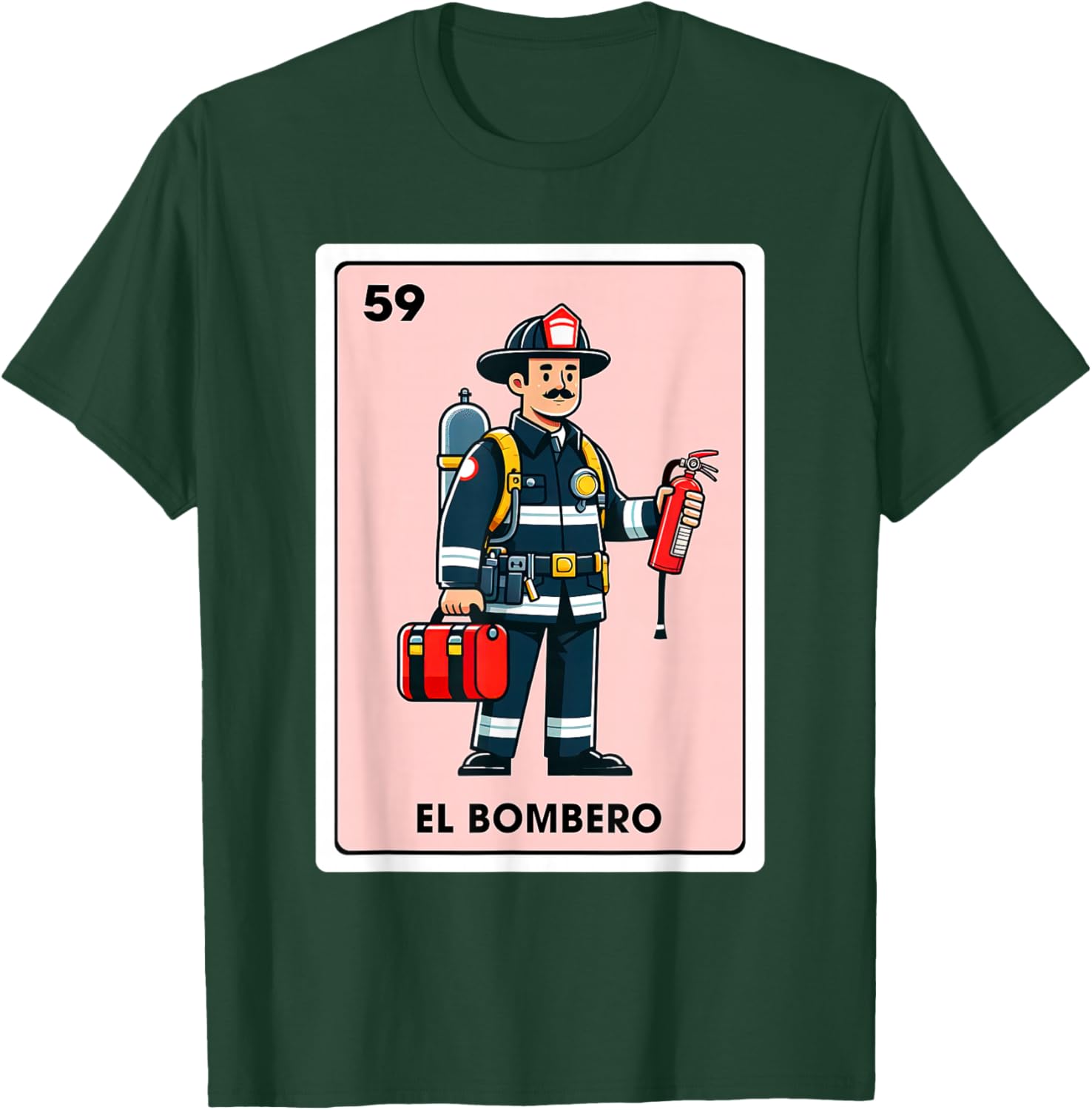 Mexican Fireman Firefighter El Bombero Mexican Bingo Card T-Shirt - T-Shirt | Forest