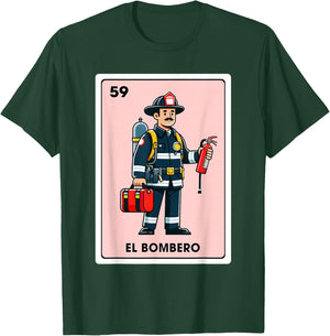 Mexican Fireman Firefighter El Bombero Mexican Bingo Card T-Shirt - T-Shirt | Forest