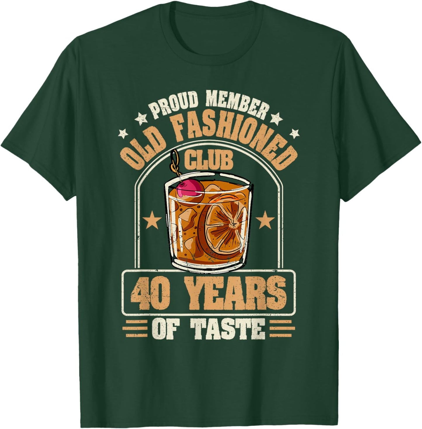 40 Years Old Fashioned Whiskey Cocktail 40th Birthday T-Shirt - T-Shirt | Forest