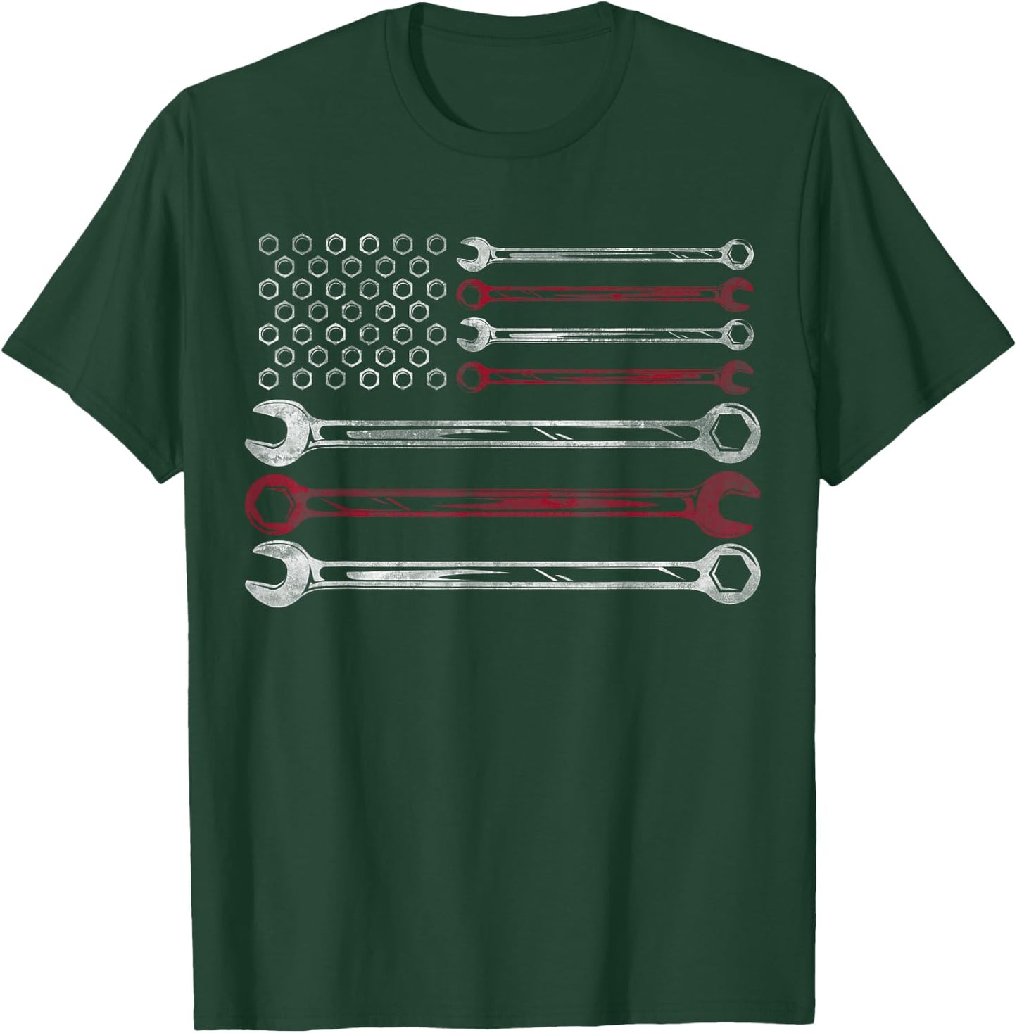Patriotic Mechanic Flag American Car Repairman Gift USA Flag T-Shirt - T-Shirt | Forest
