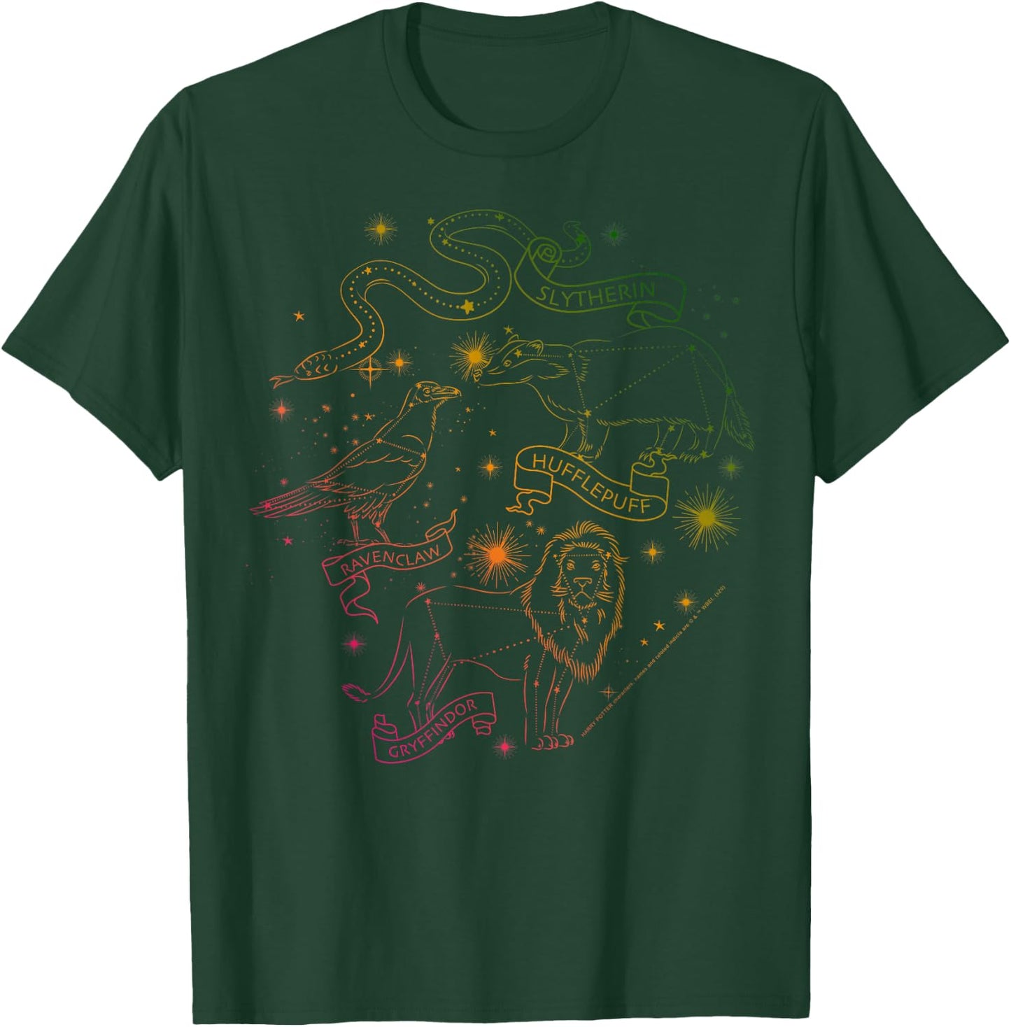 Harry Potter Hogwarts Rainbow Line Art T-Shirt - T-Shirt | Forest