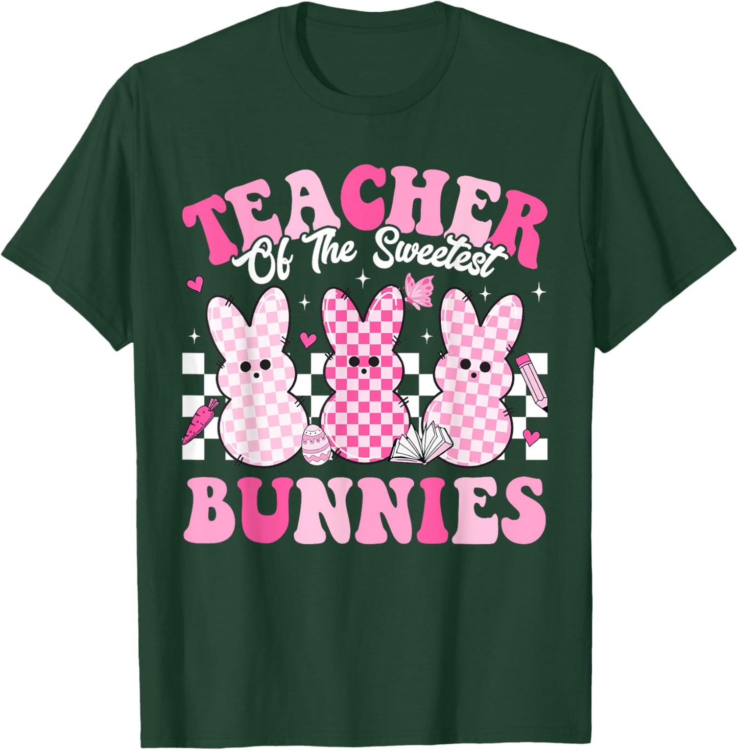 Teacher Of The Sweetest Bunnies Happy Easter Day Teachers Men Women Kids T-Shirt - T-Shirt | Forest