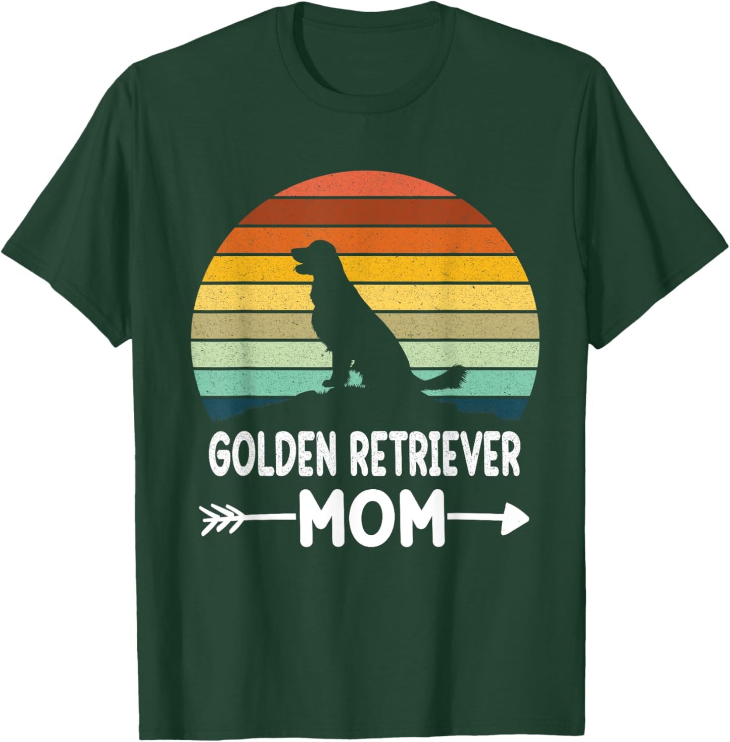 Retro Golden Retriever Mom Gifts Golden Retriever Daddy Dog Women Girls Kids T-Shirt - T-Shirt | Forest